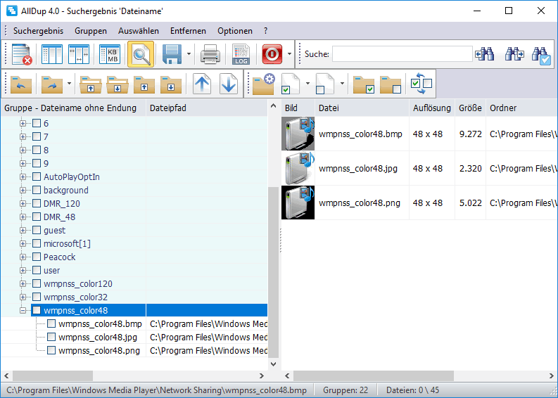 Screenshot vom Programm: AllDup