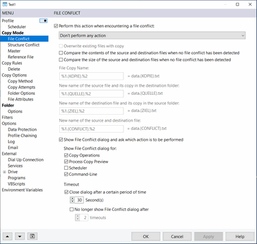 AllSync Profile Properties - File Sync - File Conflict